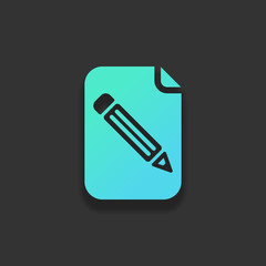 Poster - Paper and pencil icon. Colorful logo concept with soft shadow on