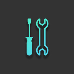 Poster - Repair service, wrench and screwdriver, tools. Colorful logo con