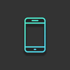 Poster - Simple mobile phone icon. Linear symbol, thin outline. Colorful