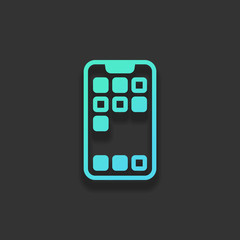 Poster - Simple mobile phone icon. Linear symbol, thin outline. Colorful