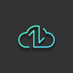 Poster - Data cloud icon. Backup, restore. Upload, download. Up and Down