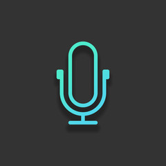 Simple microphone icon. Linear, thin outline. Colorful logo conc