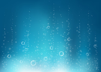 undersea blue fizzing air, water or oxygen bubbles vector texture.