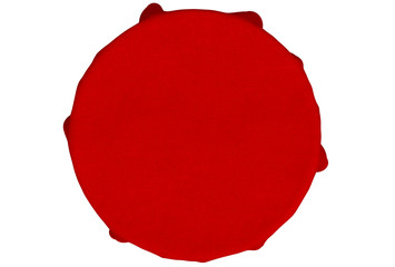 Poster - 3d rendering. aerial view of empty red tablecloth use in chinese wedding party isolated on white background.