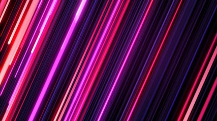 Wall Mural - Beautiful Color Rain Pink-Blue Neon. Digital Design Concept. Looped 3d Animation of Glowing Lines 4k 3840x2160.