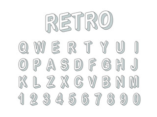Poster - Retro style 3d font vector clipart. Letters and digits
