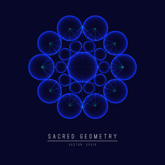 Sacred geometry line vector element flower of life . Vector illustration .