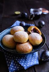 Wall Mural - Traditional sweet baked buns filled with plum marmalade