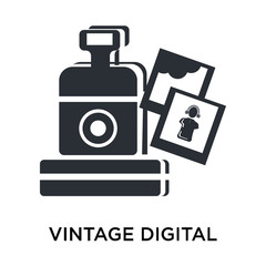 vintage digital camera icon isolated on white background. Simple and editable vintage digital camera icons. Modern icon vector illustration.