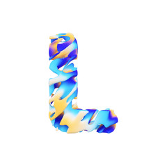 Fototapete - Alphabet letter L uppercase. Grungy liquid exotic tropical font made of brushstrokes of color paint. 3D render isolated on white background.