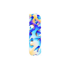 Fototapete - Alphabet letter I uppercase. Grungy liquid exotic tropical font made of brushstrokes of color paint. 3D render isolated on white background.