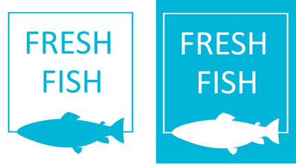 Wall Mural - silhouette of fish in frame, fresh fish minimalist logo