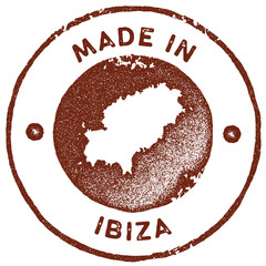 Wall Mural - Ibiza map vintage stamp. Retro style handmade label, badge or element for travel souvenirs. Red rubber stamp with island map silhouette. Vector illustration.