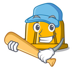 Wall Mural - Playing baseball construction helmet character cartoon