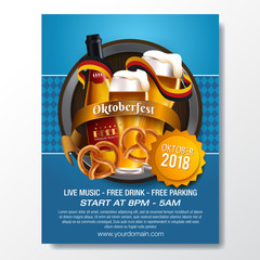 Oktoberfest beer festival celebration. Typography poster or flyer template for beer party