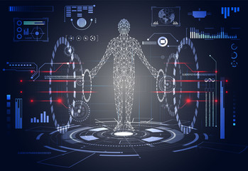 Poster - abstract technology ui futuristic concept. human digital health care hud interface hologram elements