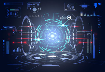 Poster - abstract technology ui futuristic concept hud interface hologram elements of digital data chart, com