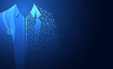 Fototapete - Abstract health medical science consist doctor digital technology concept modern future,Treatment,medicine on hi tech future blue background. for template, web design or presentation.