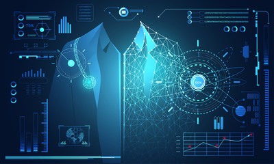 Poster - abstract technology science concept human data health digital : hud interface elements of medicine a