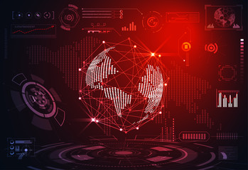 Poster - abstract technology ui futuristic concept world digital hud interface hologram elements of digital data chart, communication, circle percent vitality innovation on hi tech future design background