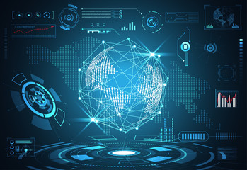 Poster - abstract technology ui futuristic concept world hud interface hologram elements of digital data char