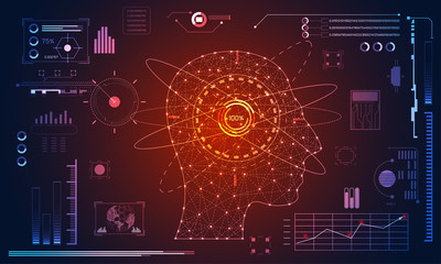 Poster - abstract health medical science consist head human digital technology concept modern medical technol