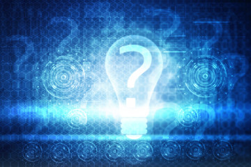 Poster - 2d rendering Business concept, question mark with light bulb