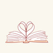 Opened book heart love hand drawn style vector doodle design illustrations