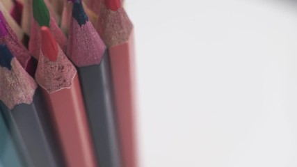 Poster - Colored pencils, rotation 360 degrees. Macro view.