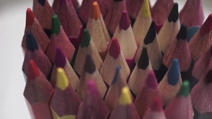 Poster - Colored pencils, rotation 360 degrees. Dark bacground. Macro view.