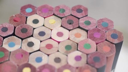 Poster - Colored pencils, rotation 360 degrees. Macro view.