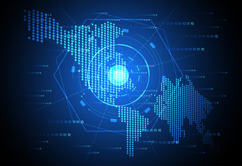 Poster - abstract technology concept global network connection futuristic earth globe virtual hologram communication system world and digital link business Connection hi tech background.Vector Illustration