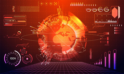 Poster - abstract technology concept global network connection futuristic earth globe virtual hologram communication system world and digital link business Connection hi tech background.Vector Illustration
