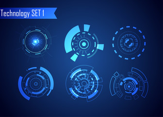 Poster - set of circle abstract digital technology ui futuristic hud virtual interface elements sci- fi moder