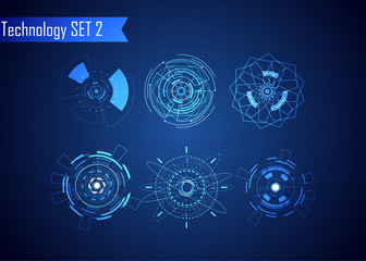 Poster - set of circle abstract digital technology ui futuristic hud virtual interface elements sci- fi moder