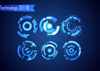 Poster - set of circle abstract digital technology ui futuristic hud virtual interface elements sci- fi moder