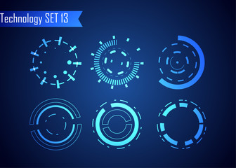Poster - set of circle abstract digital technology ui futuristic hud virtual interface elements sci- fi moder