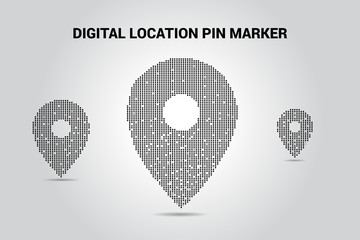 Poster - Multiple Location pin marker signage pixel style: GPS Technology concept