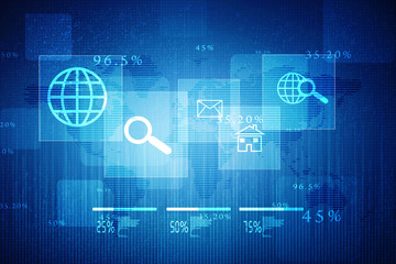 Poster - 2D Digital Abstract Business Networking background
