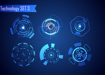 Poster - set of circle abstract digital technology ui futuristic hud virtual interface elements sci- fi moder