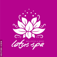 Wall Mural - Lotus Flower Logo/Icon on purple background