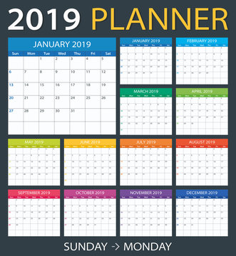2019 Planner - vector illustration
