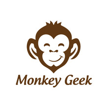 Smile Monkey Geek Vector Logo Design