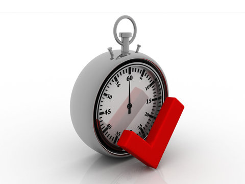 3d illustration stopwatch with check list