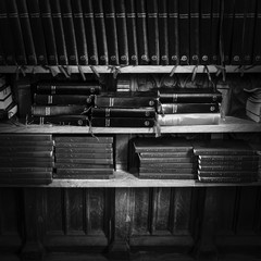 Hymn Books On Shelves, Monochrome