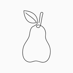Poster - Pear - one line drawing. Continuous line fruit. Hand-drawn minimalist illustration, vector.