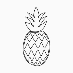 Poster - Pineapple - one line drawing. Continuous line tropical fruit. Hand-drawn minimalist illustration, vector.