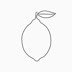 Poster - Lemon - one line drawing. Continuous line citrus fruit. Hand-drawn minimalist illustration, vector.