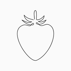 Poster - Strawberry - one line drawing. Continuous line berry, fruit. Hand-drawn minimalist illustration, vector.