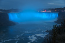 Illuminated Horseshoe Niagara Falls At Dusk In Autumn